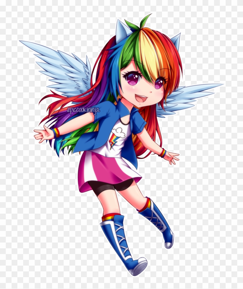 Rainbow Radiance: The Alluring Anime Girl with Kaleidoscope Hair