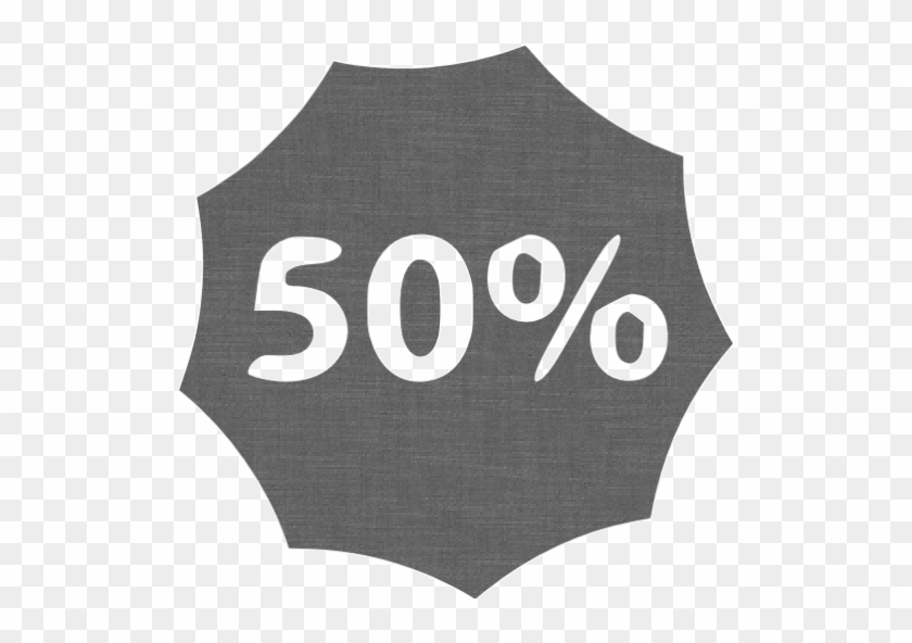 Grey Wall 50 Percent Badge Icon - Number #860346