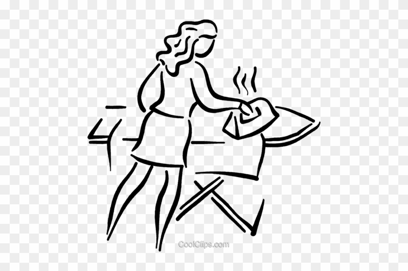 Woman Ironing Royalty Free Vector Clip Art Illustration - โลโก้ ร้าน ซักรีด #866145