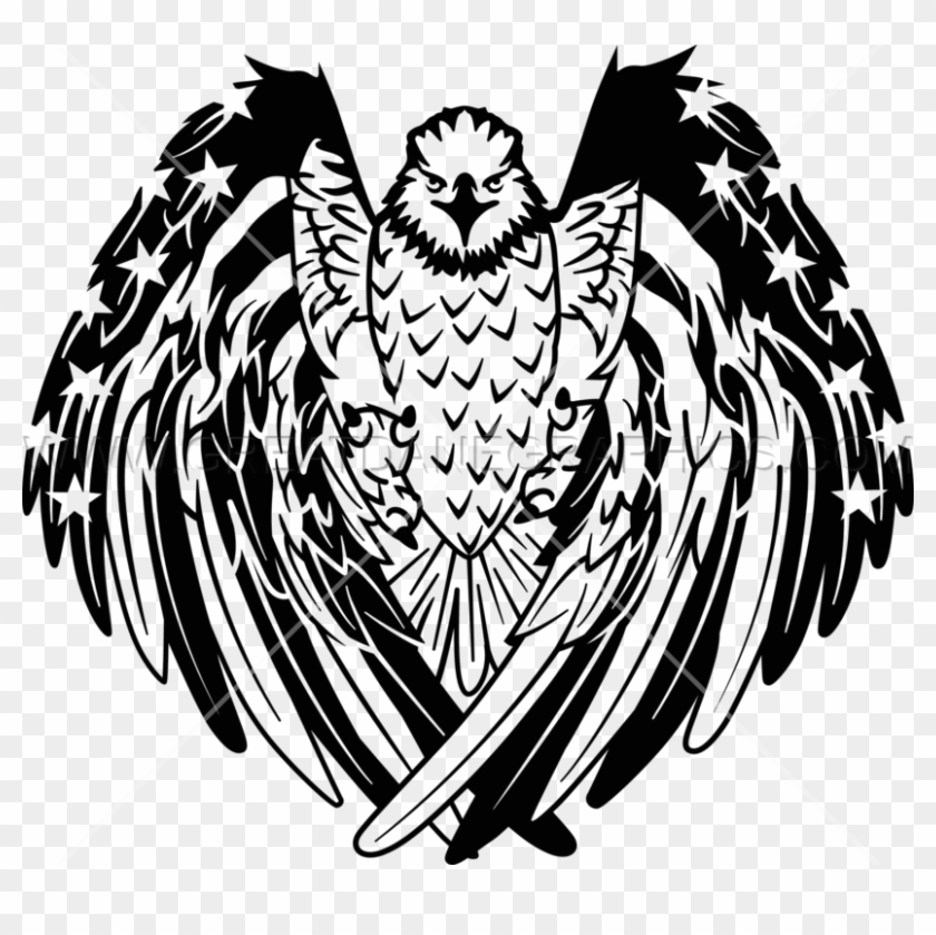 Whiteheaded bald eagle with wings of American flag colour Traditional  stylized tattoo style vector illustration Black and white Stock Vector   Adobe Stock