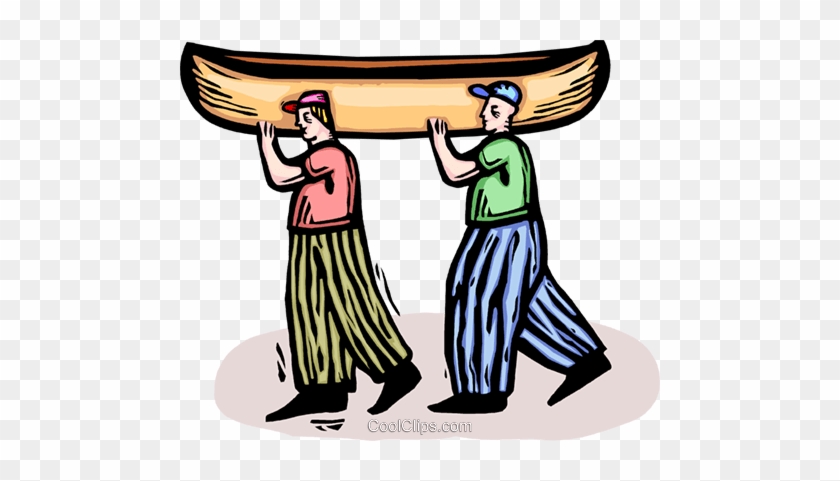 Two People Carrying A Canoe Royalty Free Vector Clip - Royalty-free #873355