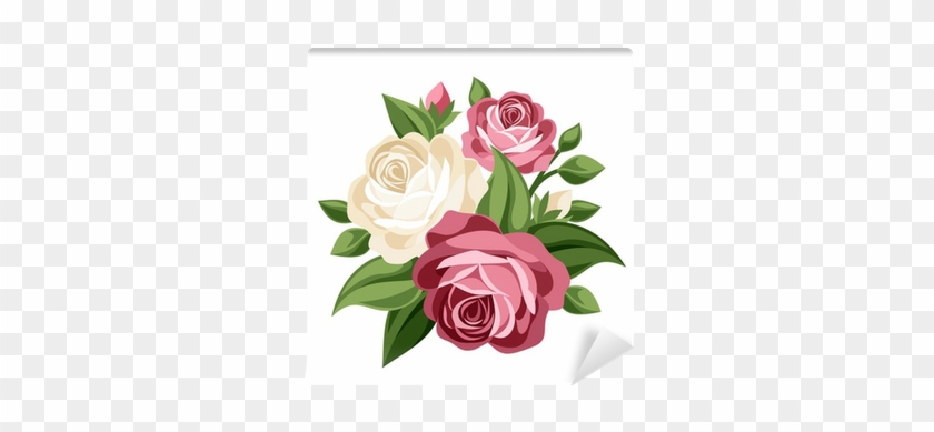 Pink And White Vintage Roses - Vintage Flower Vector Png #876993
