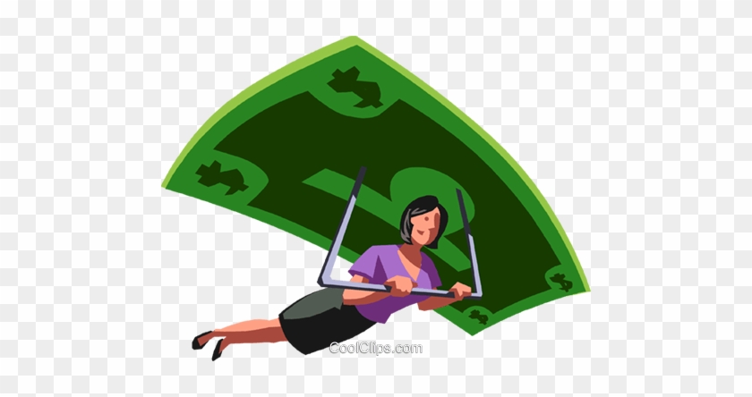 Businesswoman Paragliding On Her Money Royalty Free - Glenora Bears #877124