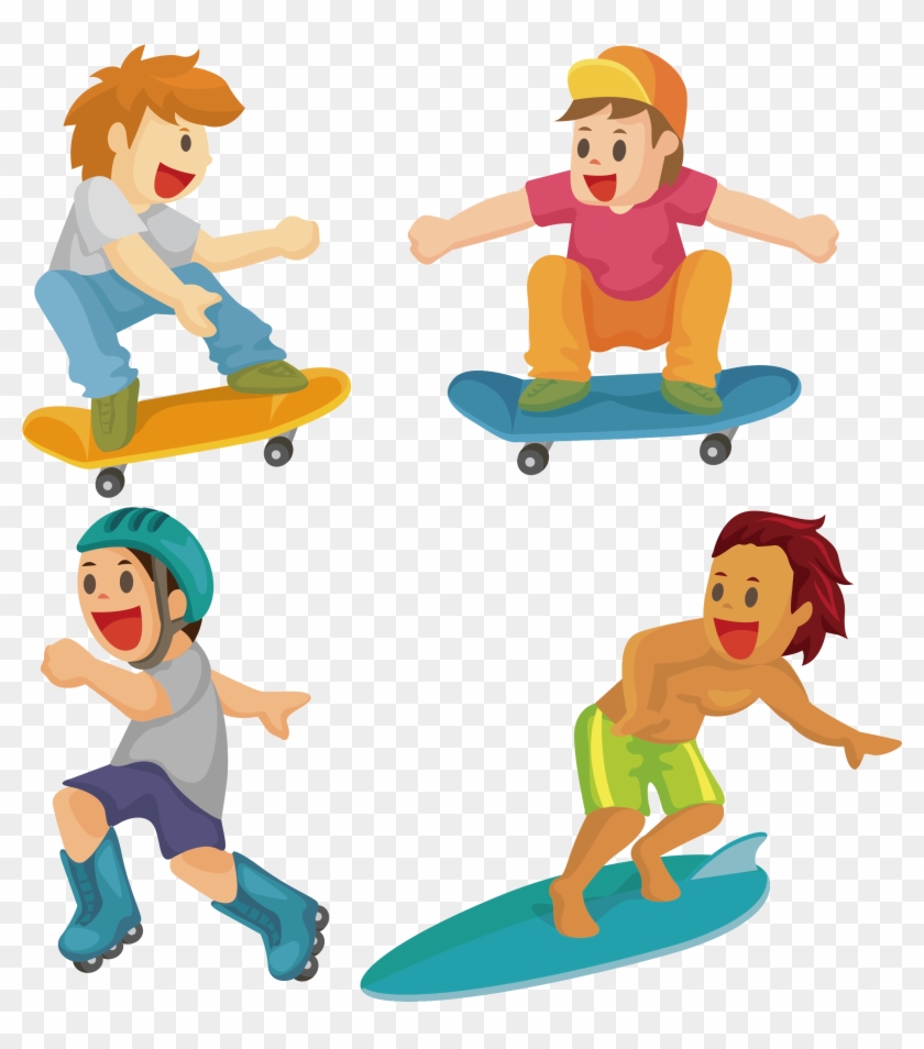 kids surfing clipart