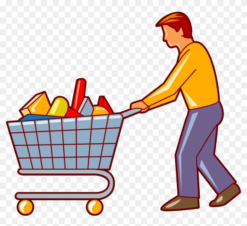 Shopping Cart Cartoon Images : Woman Grocery Shopping Illustrations