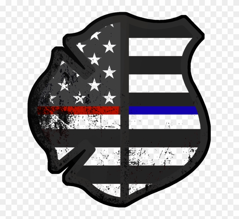 Subdued American Fire & Police Decal - Police And Fire Logo #890473