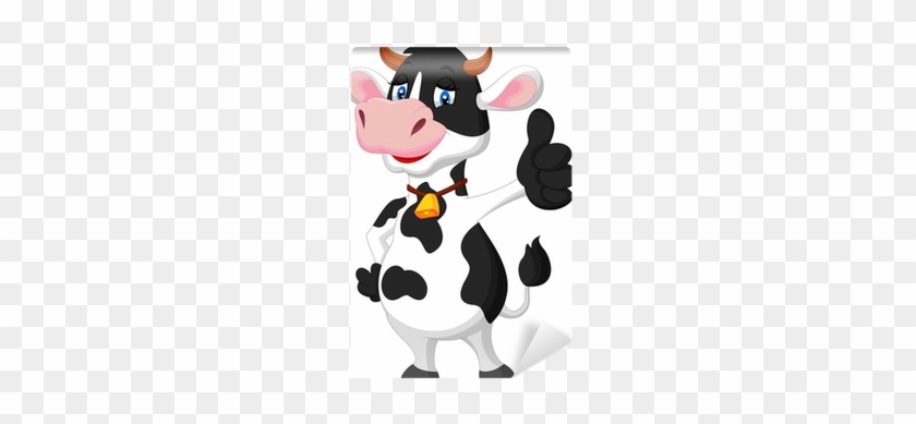 Cute Cow Cartoon Giving Thumb Up Wall Mural • Pixers® - Cow Cartoon #897871