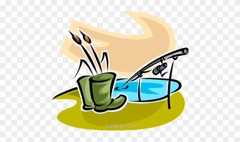 Rubber Boots And A Fishing Rod Royalty Free Vector - Clip Art #903407