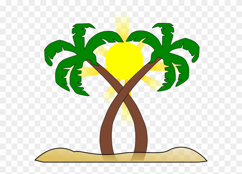 Double Palm Beach Clip Art - Double Palm Tree #25154