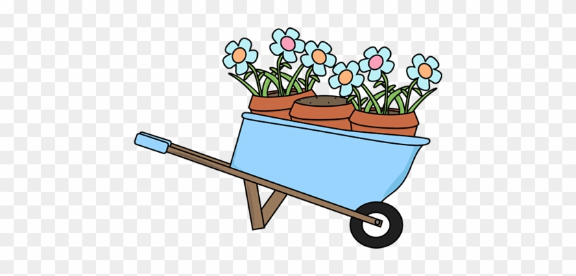 Wheelbarrow And Flower Pots - Cute Gardening Clip Art - Free ...