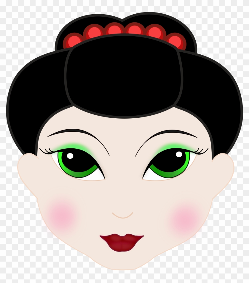 Free Vector Geisha Girl Anime Clip Art - Chinese Woman Face Cartoon #166161