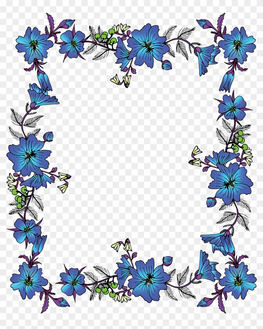blue flower borders and frames