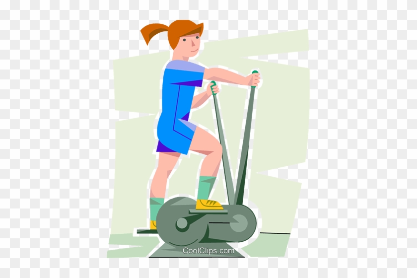 Girl Working Out On A Elliptical Trainer Royalty Free - Elipticle Clip Art #907907