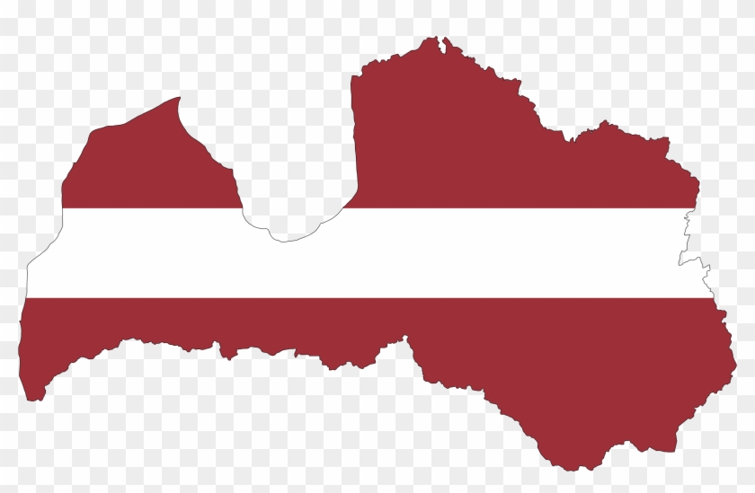 Country Borders Cliparts 4, Buy Clip Art - Latvia Map With Flag #908853