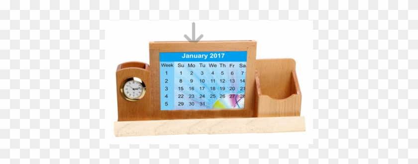 42% Wooden Desk Top With Watch & Calendar Mgm-0689 - Hardwood #912287