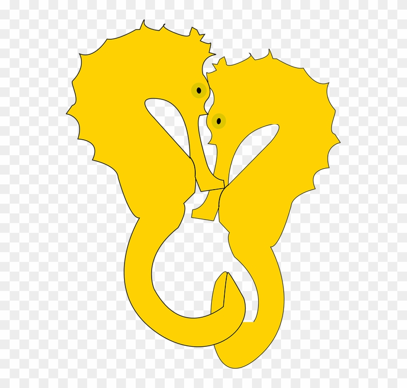 Seahorse Cliparts 24, Buy Clip Art - Cartoon Seahorses Kissing Transparent #914205