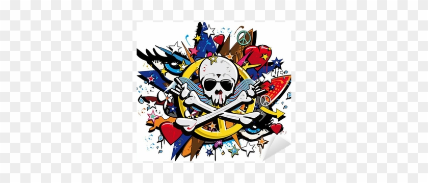 Graffiti Skull And Bones Skeletonl Pop Art Illustration - Rise And Decline Of The Third Reich #915449