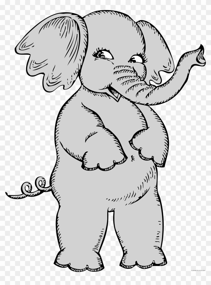 Elephant Animal Free Black White Clipart Images Clipartblack - Draw A Standing Elephant #915688