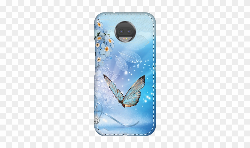 Motorola Moto G5s Plus Blue Butterfly Mobile Cover - Blue Butterfly On Flower #922802