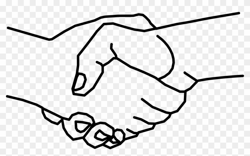 Black White Handshake Clipart - Hands Shaking Drawing Easy - Free