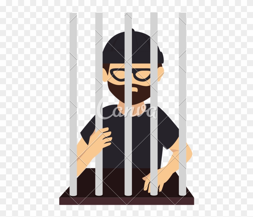 Jail Man Beard Mask Black Vector Graphic Icon - Vector Graphics #939239