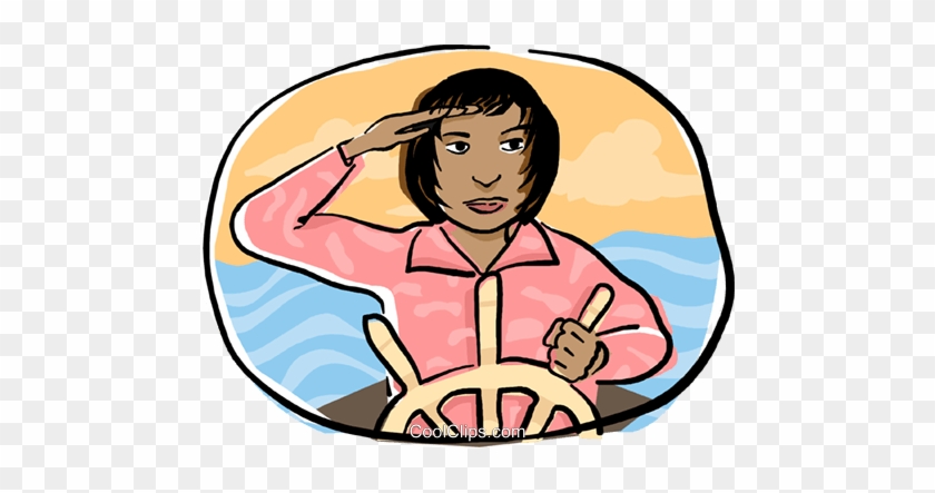 Woman At The Helm Of A Ship Royalty Free Vector Clip - Woman At The Helm Of A Ship Royalty Free Vector Clip #939245