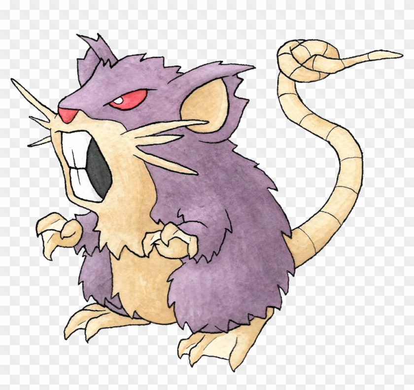 The New 151 Pokemon Rattata Raticate Watrecolor New151 - Cartoon #939595