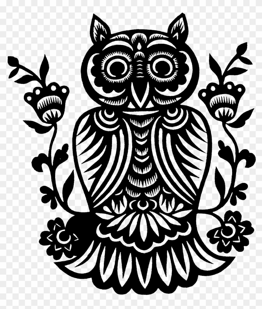 Owl Folk Art Papercutting - Papercutting #940093