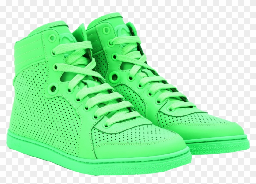 Gucci Neon Green Leather High-top Sneakers - Lime Green Gucci Shoes - Free  Transparent PNG Clipart Images Download