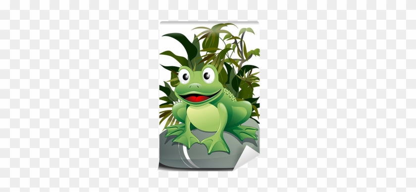 Rana Cartoon Su Pietra Cartoon Frog On Nature Vector - Vector #943159