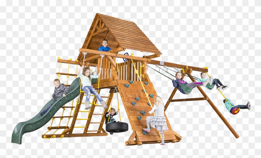 Carnival Castle Pkg Ii With Wood Roof 32b Swingset - Playground Slide #944357