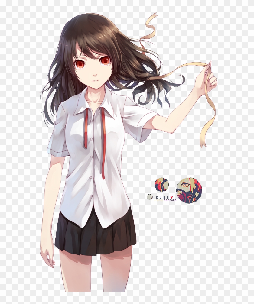 Anime Girl With Brown Hair And Red Eyes Free Transparent Png Clipart Images Download