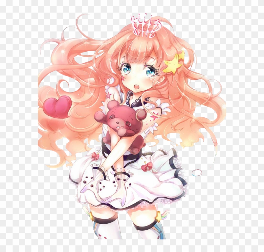 Cute Anime Girl With Teddy Bear By Cupcakes-renders - Anime Girl Orange