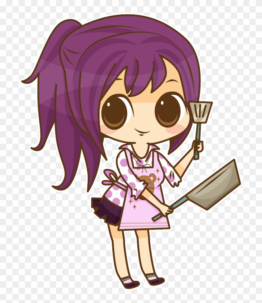 Cute anime girl cooking