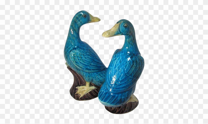 Old Or Antique Chinese Turquoise Porcelain Ducks - Figurine #948141