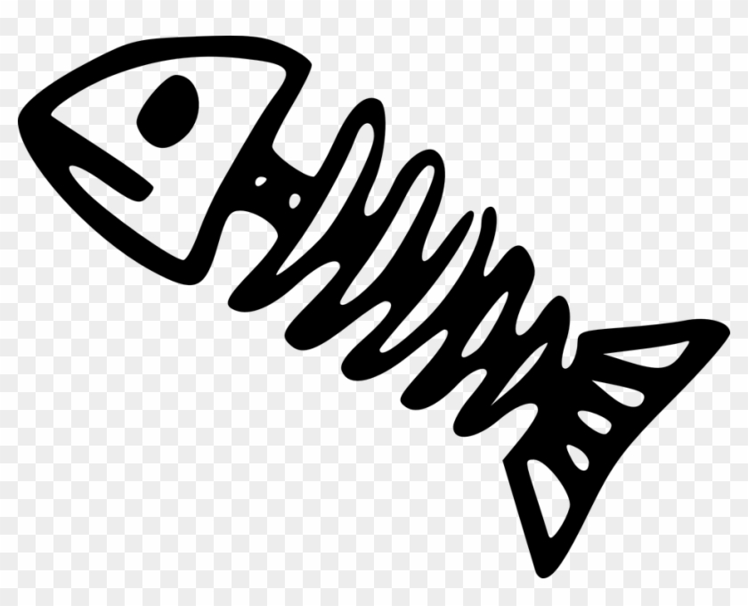 Fish Clipart Black And White - Cartoon Fish Skeleton #173636