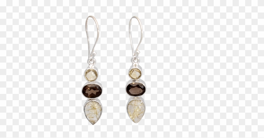 Yellow Rutile Smoky Quartz And Citrine Sterling Silver - Liachahla Smoky Quartz Earrings, Yellow Rutile Quartz, #952851