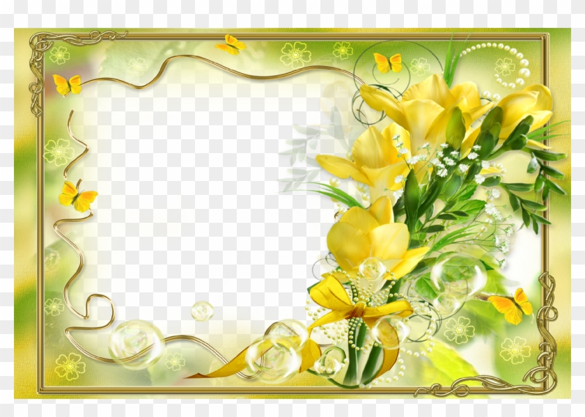 Beautiful Flower Photo Frames Image Collections Flower - Yellow Flowers Frame Png #954919