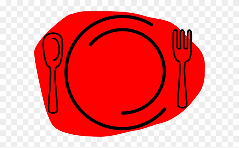 Red Plate Knife Clip Art At Clker - Spoon And Fork #954953