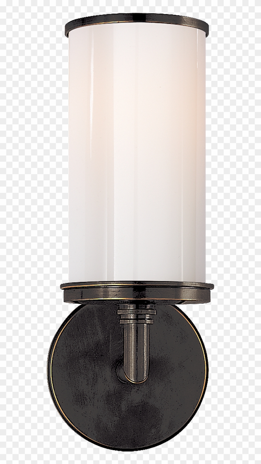 Cylinder Sconce In Polished Nickel With White Glass - Visual Comfort Cylinder Sconce In Bronze With White #960120