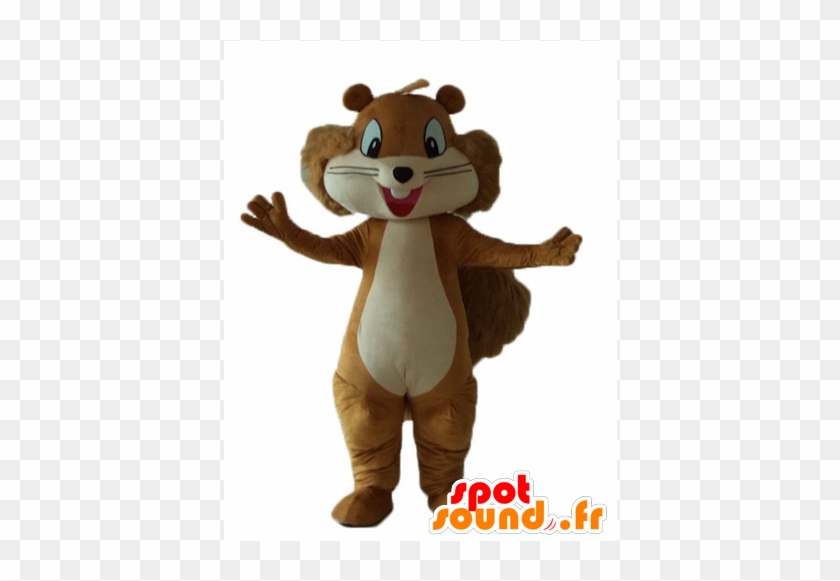 Mascot Brown And Beige Squirrel, Smiling And Hairy - Mascot #960557