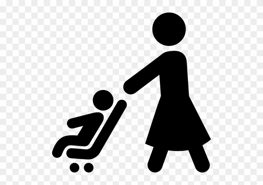 Mother Walking With Baby Stroller Free Icon - Icono Mujer Caminando Png #962259