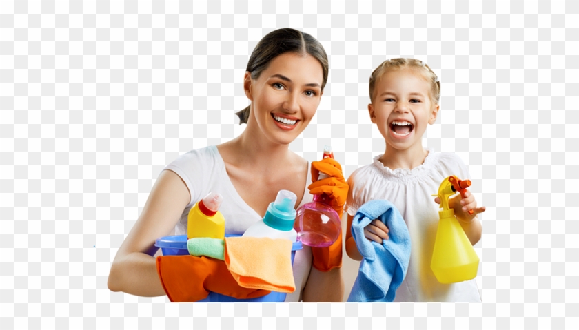 Woman And Girl Cleaning Supplies - Cleaning #964207