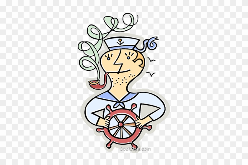 Sailor With A Pipe Standing At The Helm Royalty Free - Sailor With A Pipe Standing At The Helm Royalty Free #964964