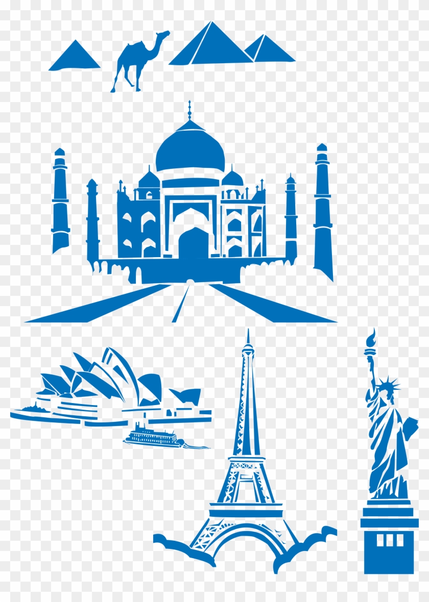 Taj Mahal Clip Art Medium Size - Seven Wonders Of The World Png #967486