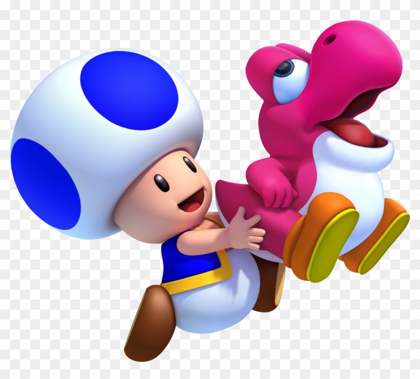 Magenta Yoshi And Blue Toad Nsmbw2 2012 - Blue Toad And Yoshi #969279