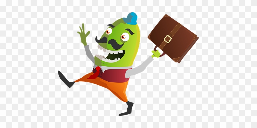 Monster, Happy, Green, Briefcase - Arrive Clipart Png #992282