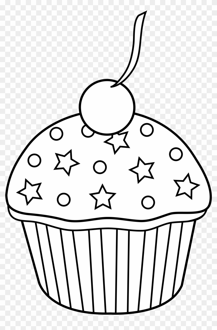 cupcake clip art black and white outline