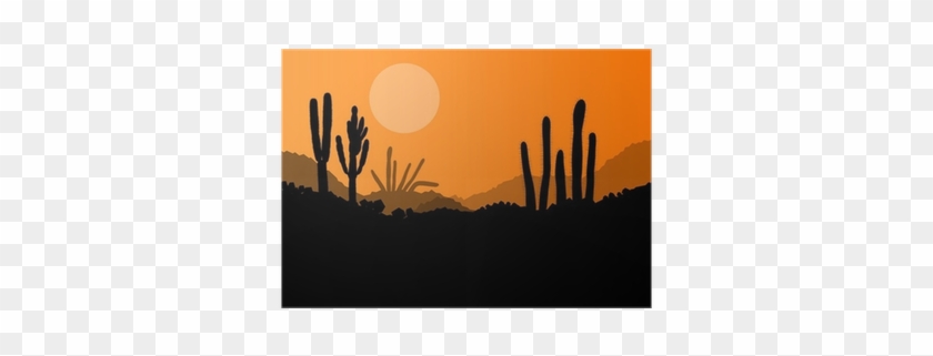 Desert Cactus Plants Wild Nature Landscape Illustration - Landscape #999376