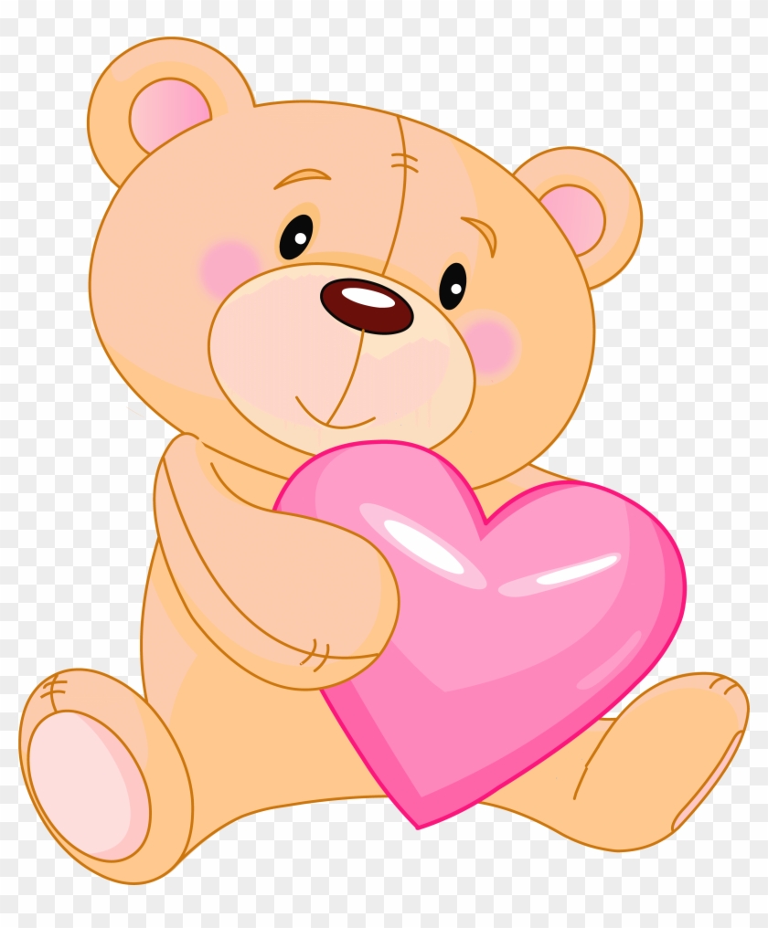 Cute Pink Heart Clipart - Teddy Bear Clipart Png #1011925